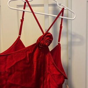NWT Red Strappy Dress with Rose Detail